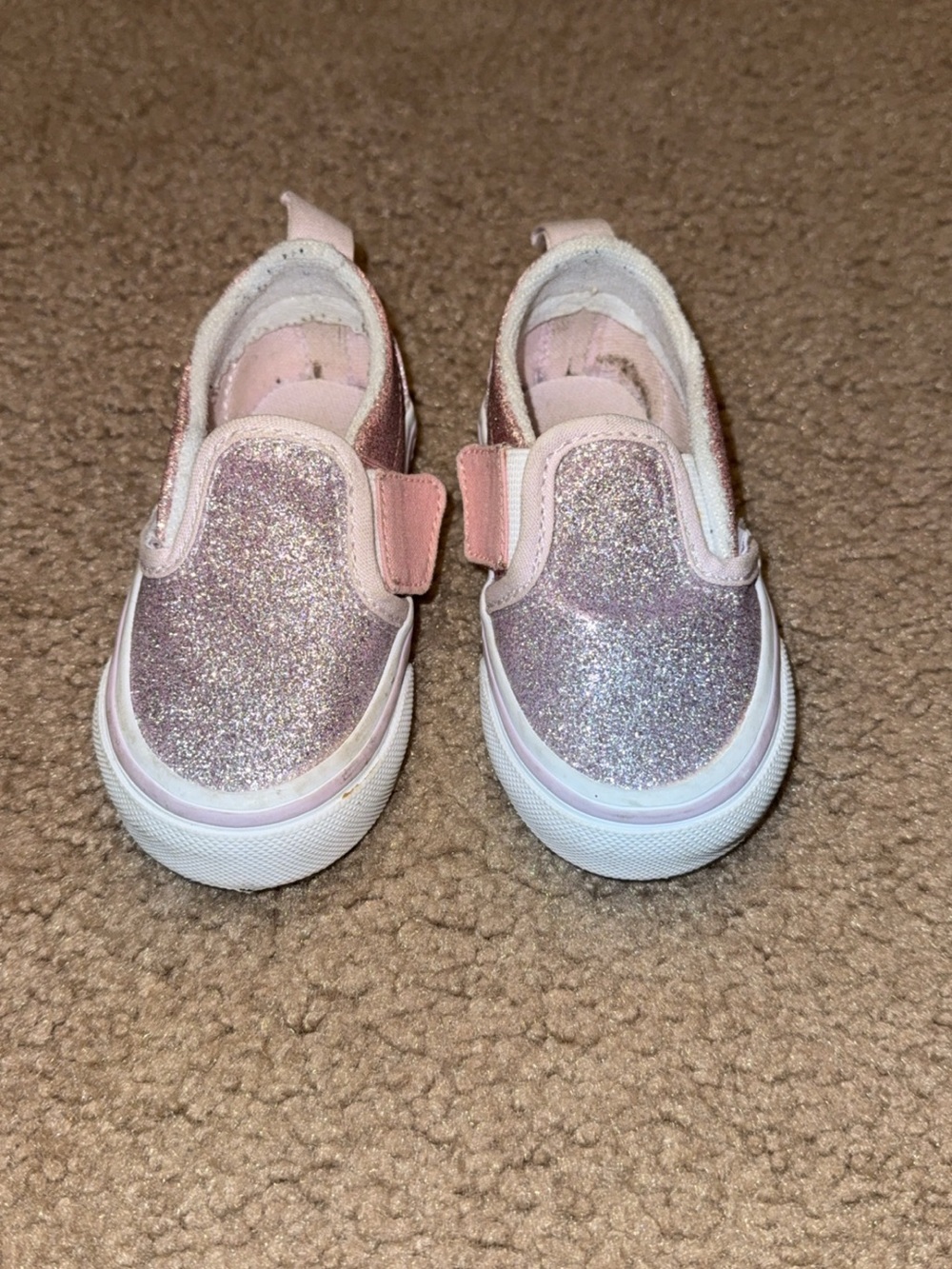 Vans Kids Glitter Pink Slip-On Sneakers